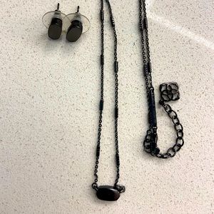 Kendra Scott Black studs and matching necklace